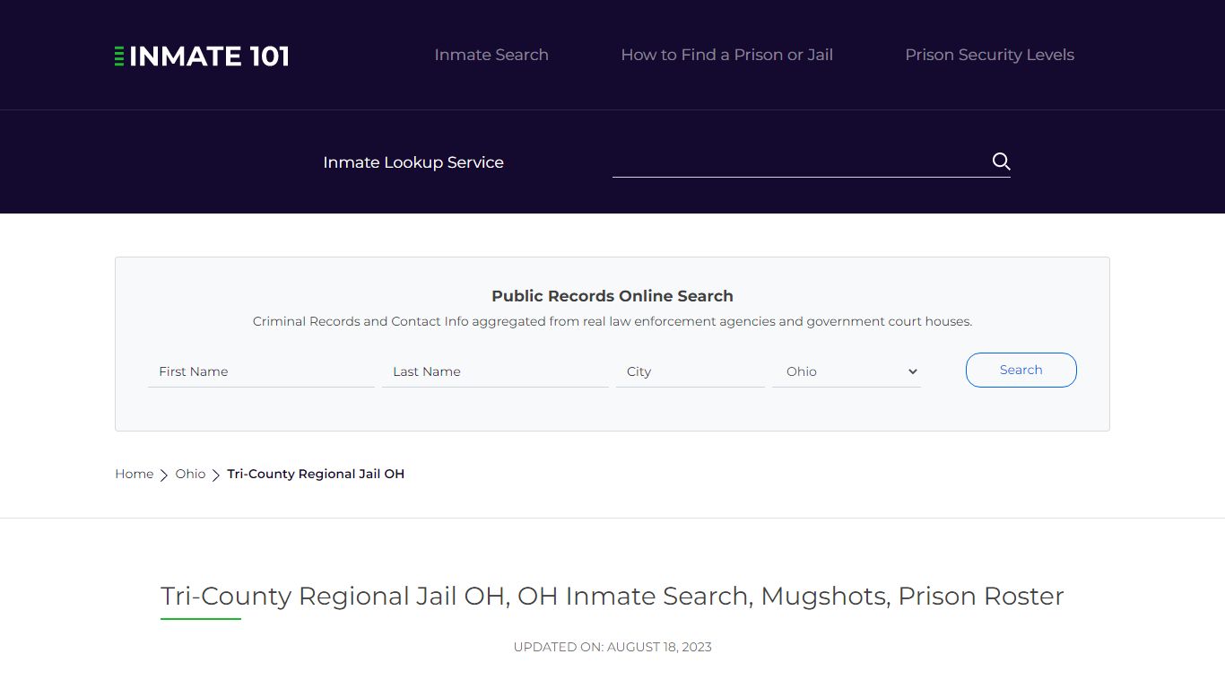 Tri-County Regional Jail OH, OH Inmate Search, Mugshots, Prison Roster ...